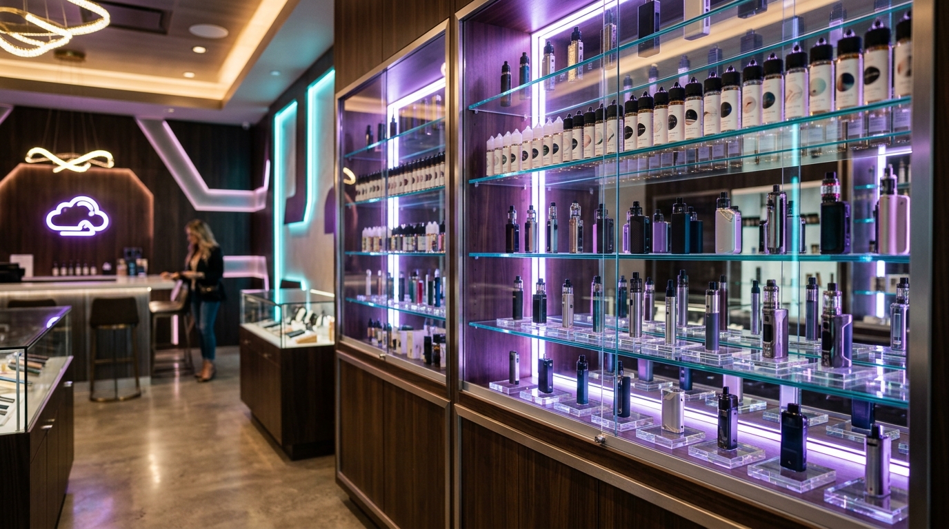 Vape display cases in Imperial Smoke N Vape Pearland TX